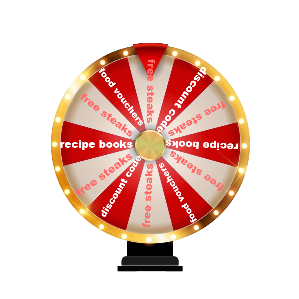Reward wheel with food vouchers and prizes